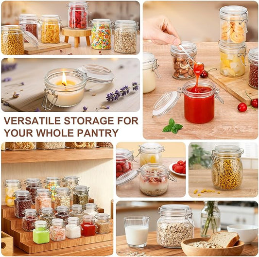 6 Pack Spice Jars, 25 oz Glass Containers with Airtight Lids, Small Herb Jars with Labels for Kitchen Storage