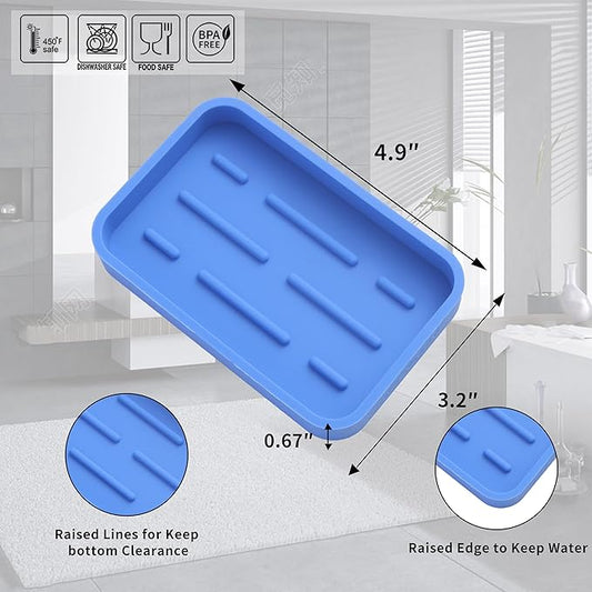 Silicone Kitchen Sink Organizer Tray for Multiple Usage,Easy Clean Sponges Holder for Kitchen Bathroom Counter or Sink,Dish Soap Dispenser,Scrubber,Bottle,Cup Lichen Blue 4.9βx 3.2β