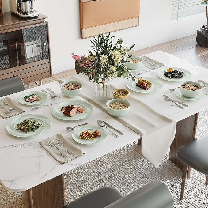 Yoshy Bone China Dinnerware with Lightweight Durable Chip Resistant Design Service for 4 (12 Piece - Service for 4, Willowmist)