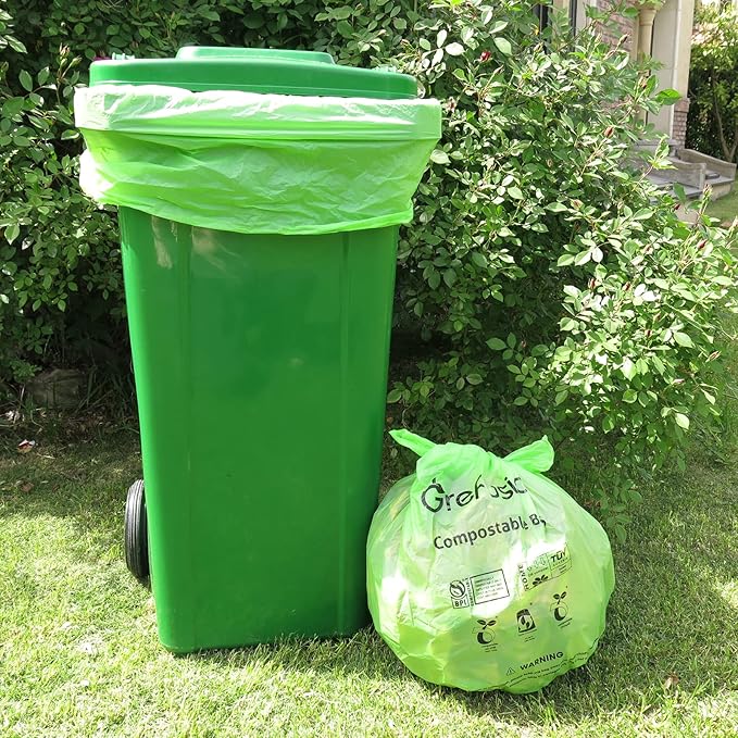 Compostable Bags,Trash bags 13+ gallon tall kitchen, Compostable Trash Lawn & Leaf Yard Waste Bags,Kitchen Compost Trash Bin Compatible,Extra Thick1.01 Mills,Certified by BPI and OK Compost