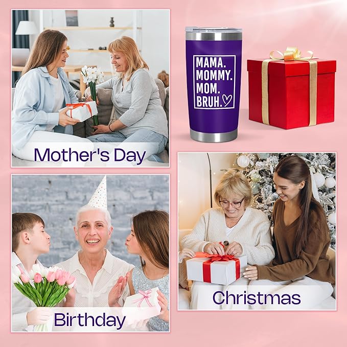 TEEZWONDER Christmas Birthday Gifts for Mom from Daughter Son - Stainless Steel Insulated Coffee Tumbler with Lid 20 oz - Gifts Ideas for Mother Mama Grandma, Funny Tumblers for Women