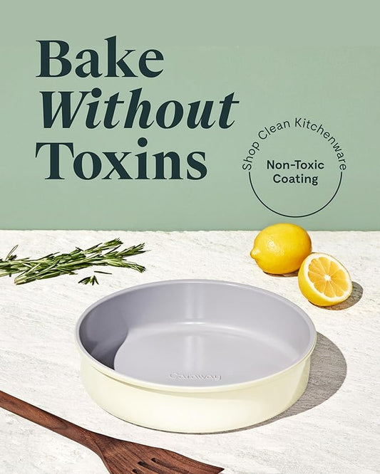 Caraway Non-Stick Ceramic 9β Circle Pans - Naturally Slick Ceramic Coating - Non-Toxic, PTFE & PFOA Free - Perfect for Birthday Cakes, Tartes, & More - Cream