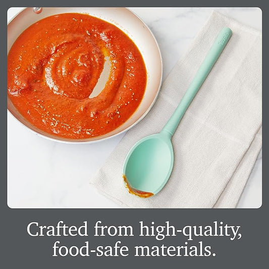 Tovolo Flex Core Silicone Cooking Utensils Set of 5 Slotted Turner Spatula Spoons Fork Ladle Non Stick Dishwasher Safe Heat Resistant Kitchen Tools for Cooking Baking Serving Prep Aqua Seafoam Green