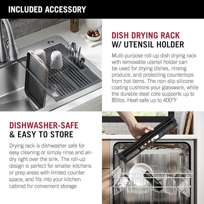 DELTA FAUCET 95A932-30S-SS Lorelai Workstation Kitchen Sink Drop-in Top Mount Stainless Steel Single Bowl with WorkFlow Ledge and Chef’s Kit of 5 Accessories