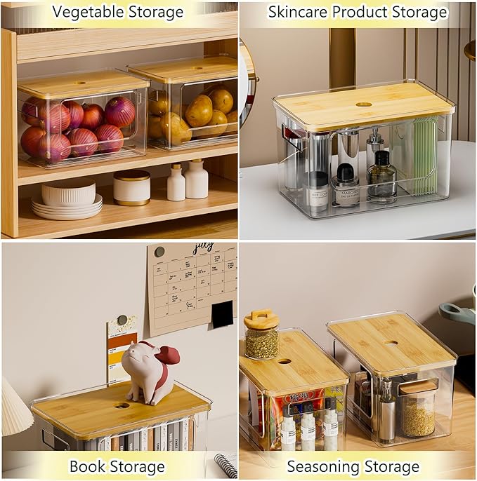 2 PACK Trash Bag Holder With Bamboo Top,Trash Bag Dispenser Roll Holder for Kitchen Pantry Cabinet Counter Under Sink Laundry Room Organizers