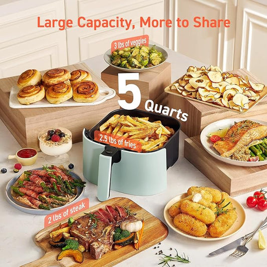 COSORI Air Fryer Pro LE 5-Qt Airfryer, With 20PCS paper liners, 10 Functions that Dry, Bake, Roast &Preheat, Shake Reminder, Up to 450℉, 85% Oil less, Compact, 130+ Recipes, Dishwasher Safe, Green
