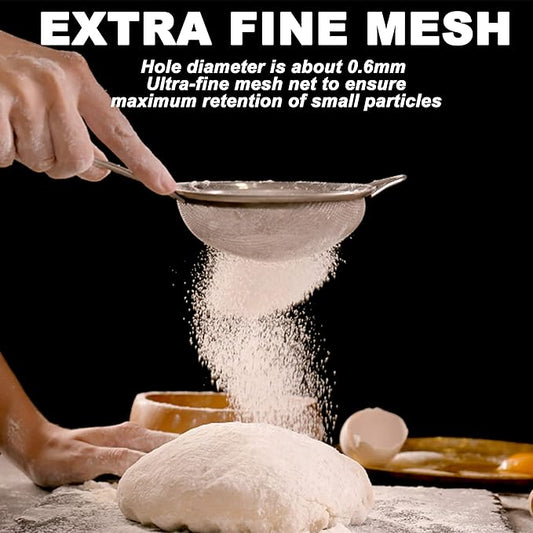Anaeat Fine Mesh Strainers - Premium Stainless Steel Colander Sieve Sifters, with Durable Mesh and Sturdy Handle, Excellent for Sifting Dry ingredients, Flour, Pastas, Rice, Tea (6.3")