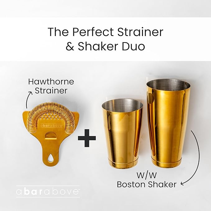 A Bar Above Professional Boston Shakers Set 18 oz Weighted and Unweighted Stainless Steel Cocktail Shaker Set for Bartenders, Premium 304 Steel Bar Shaker, Essential Bartending Tools for Mixing Drinks