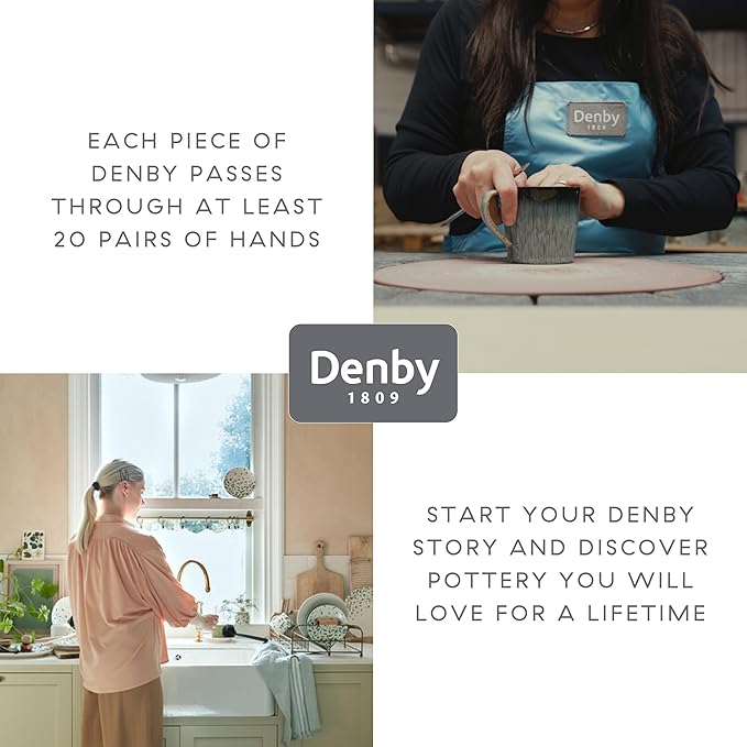 Denby - Studio Grey & White Dinner Set For 4-12 Piece Ceramic Stoneware Tableware Set - Dishwasher Microwave Oven Safe - Scratch Chip Resistant
