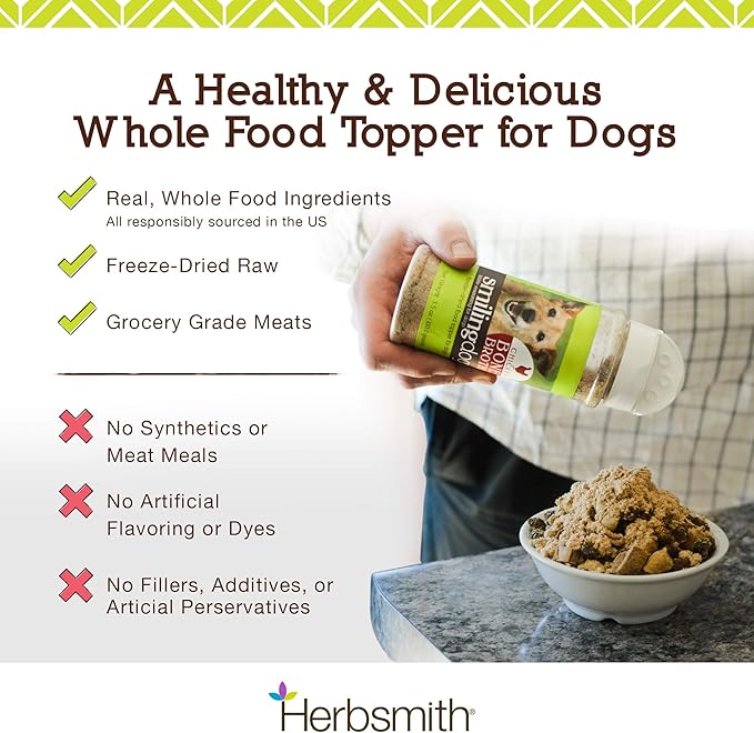 Herbsmith Kibble Seasoning – Freeze Dried Wild-Caught Whitefish – Dog Food Topper for Picky Eaters - 6 oz