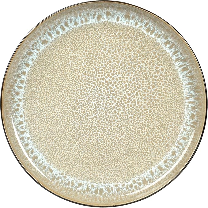 HomeVss 20-Piece Dinnerware Set - Serves 4, Reactive Glaze Bubble Beige Plates & Bowls Set | Microwave & Dishwasher Safe Dishes Set