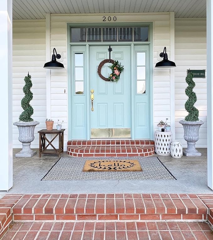 Steel Lighting Co. | Dusk to Dawn | Gardena Barn Light | Outdoor Wall Mounted | 16" Dome | 11" Gooseneck | Farmhouse Light Made in America | Black Exterior/White Interior