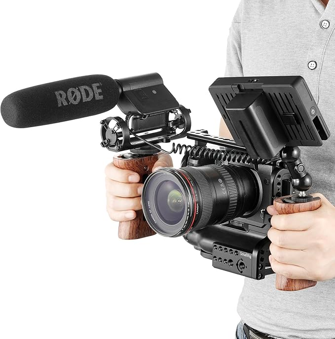 SmallRig Wooden Side Handle with 1/4''-20 Screws, Max. Load 15kg/33lbs, Up and Down Adjustable, for Left or Right Hand