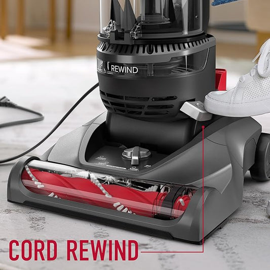 Hoover Rewind Pet Upright Bagless Vacuum Cleaner for Carpet and Hard Floors, Automatic Cord Rewind, Above Floor Cleaning Corded Vacuum Cleaners for Home Use