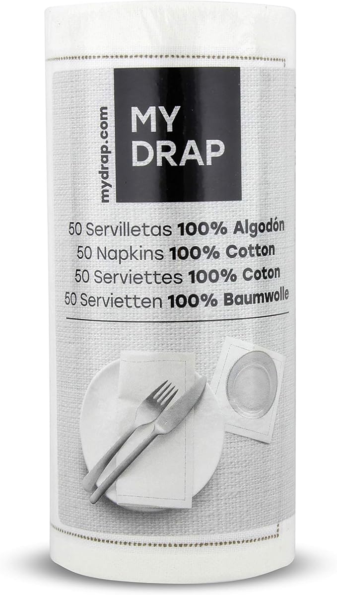 MY DRAP Linen Cocktail Napkins, Natural, 50 Units