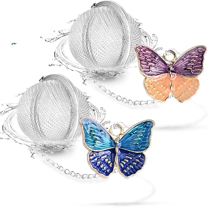 Tea Infuser Set with Dual Butterfly Pendants - NSTaygate Premium Tea Strainers for Loose Tea 304 Stainless Steel Tea Ball
