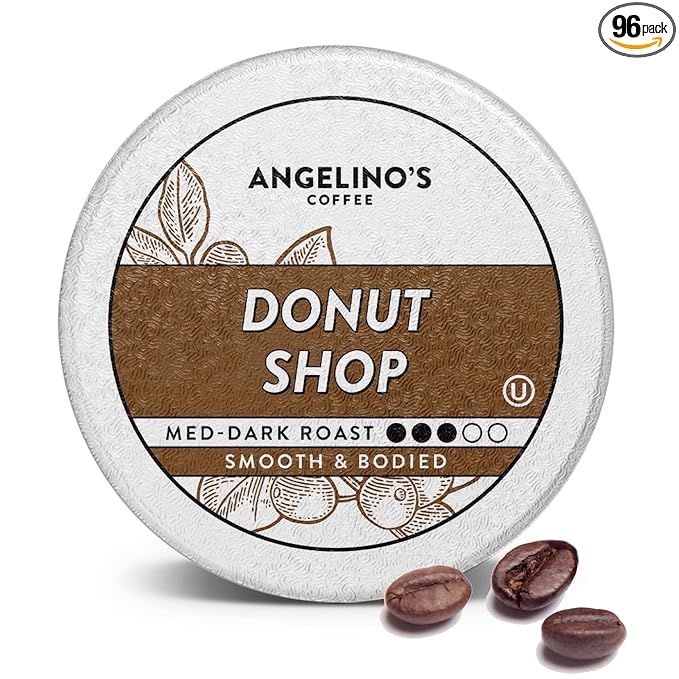 Angelino's Coffee, 96 Count, Compatible with Keurig 2.0 K-Cup Brewers (Donut Shop, 96 Count)