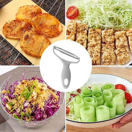 Upgrade 2 pack Veggie cabbage shredder for coleslaw stainless steel cucumber carrot Potato peeler grater slicer,Kitchen gadgets (grey)