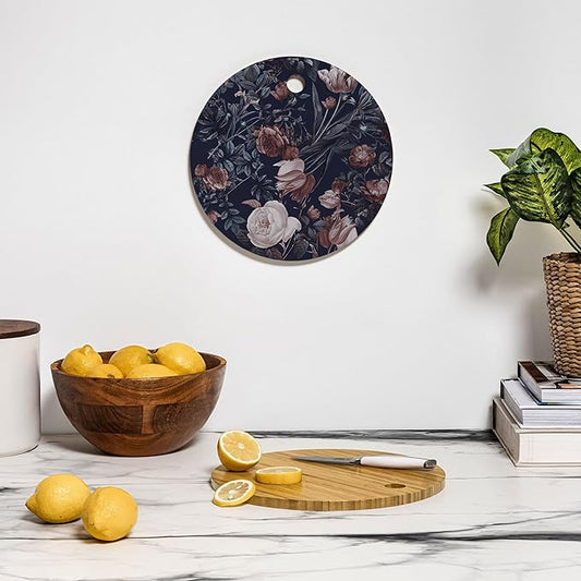 Society6 Bamboo Cutting Board- Kitchen Decor by Burcu Korkmazyurek - Unique Cutting Boards for Kitchen, 11.5" x 11.5" x 0.5", Night Forest XXV