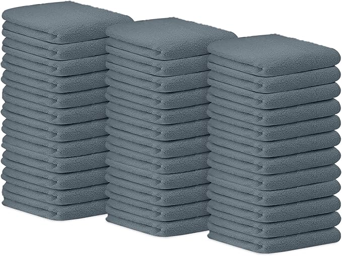 Avalon Towels Terry Bar Mop Towels (Value Pack of 36) Size 14"x17" – Absorbent and Durable, Multipurpose Cleaning Rags, Cotton Cleaning Cloths, Terry Cloth Rags, Reusable Shop Rag (Grey)