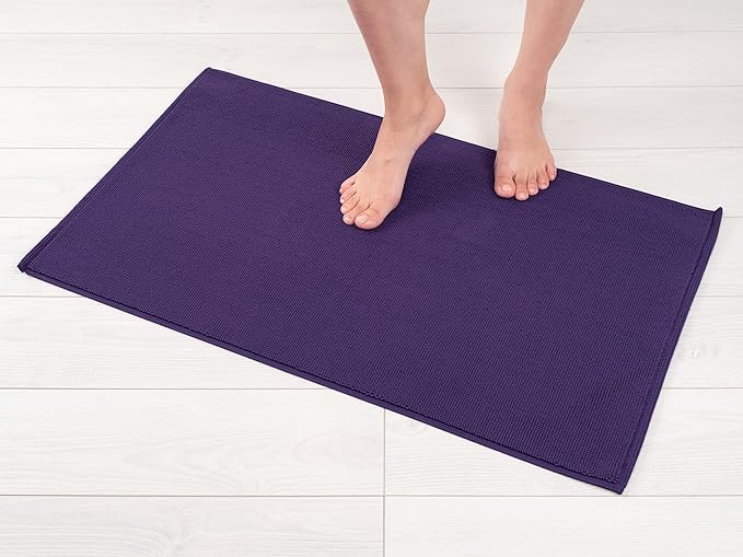 American Soft Linen Bath Rug, 20 in 34 in 100% Cotton Bath Mats Rugs for Bathroom, Slip Reducer Washable Shaggy Form Area Rugs, Purple Bath Rug