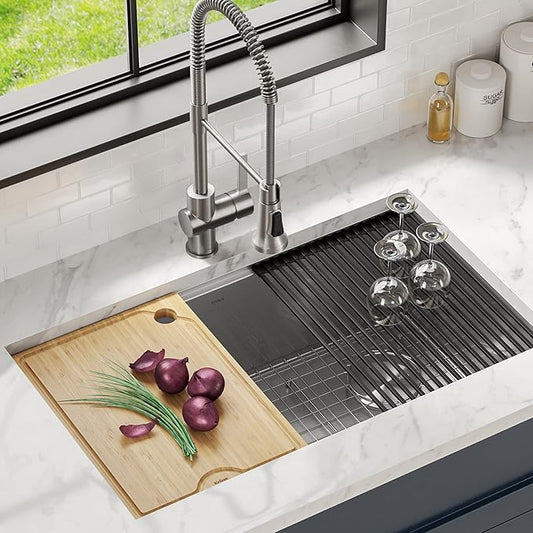 Kraus Kore Solid Bamboo Cutting Board for Workstation Kitchen Sink (16 3/4 in. x 12 in.), KCB-WS103BB