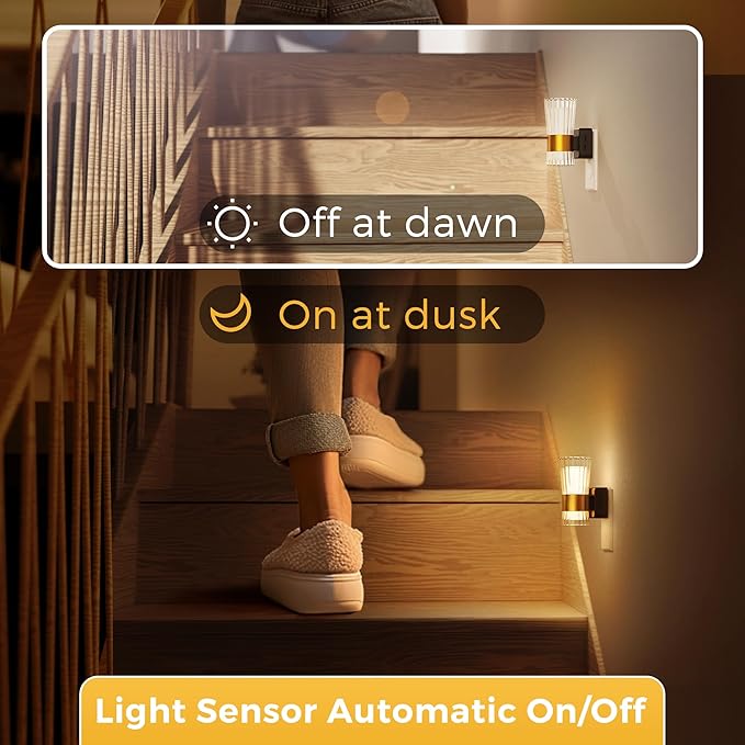 L LOHAS LED Night Light, Night Lights Plug into Wall, 3000K Soft Warm 0-100LM Adjustable Modern Night Lights,Automatic Nightlights Pulg in with Dusk to Dawn Sensor for Rooms Bathroom Hallway Decor