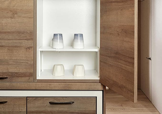 Nxconsu Cabinet Shelf Expandable Organizer Riser Rack for Kitchen Pantry Cupboard Under Sink Countertop Home Organization Extra Storage Space Saver Heavy Duty Metal Edgeless Design White Large