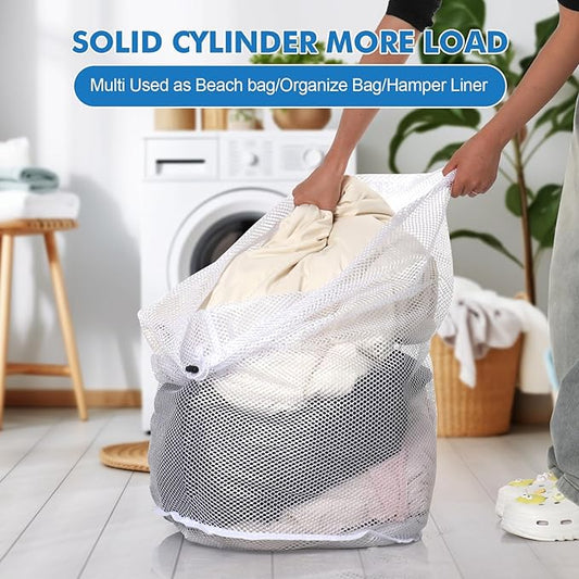 3Pcs Mesh Laundry Bags Washing Machine Mesh Wash Bags Jumbo for Delicates Clothes,Bed Linen,Toys with Drawstring Closure Sturdy(3 XXLarge 28 x 26 Inches)