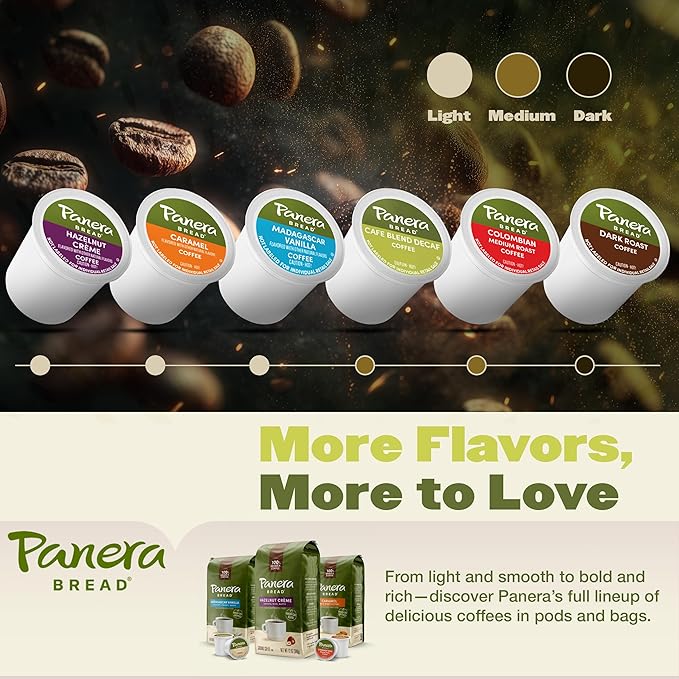 Panera Cafe Blend Decaf Coffee Pods, Medium Roast Cups - 100% Arabica, Smooth & Balanced with Caramel Notes, Sustainably Sourced, No Bitterness 10 Single Serve Pods (1 Pack of 10)
