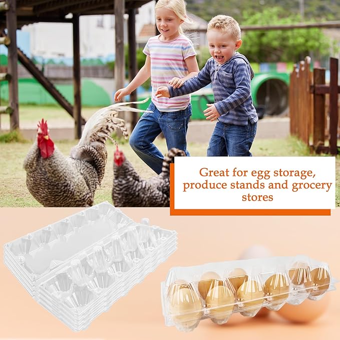 80 Pack Plastic Egg Carton Bulk One Dozen Clear Empty Egg Cartons Perfect for 12 Eggs for Chicken Eggs Home Ranch Chicken Farm, 2 x 6 Grids