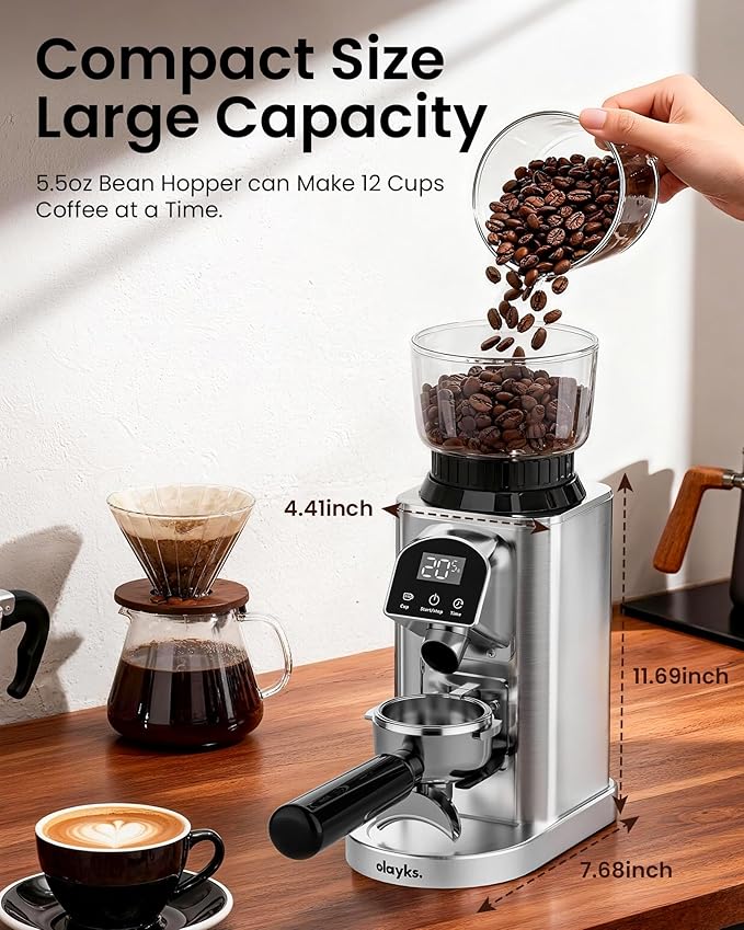 Conical Burr Coffee Grinder Electric Coffee Bean Grinder with 48 Precise Settings, Anti-Static Coffee Grinders for Home Use, Adjustable Conical Burr Mill for Espersso/Drip/French Press