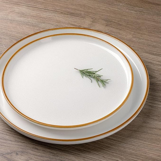 GBHOME Ceramic Dinnerware Sets for 8, 24 Pieces Stoneware Plates and Bowls Sets, Scratch Resistant Dishes, Dishwasher & Microwave Safe, Reactive Glaze-Pearl White