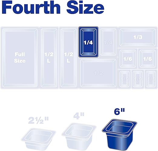 Carlisle FoodService Products StorPlus High-Heat 1/6-Size Food Pan, 6 Deep Food Storage Container with 4 Quart Capacity, High Heat Plastic, 1/6 Size, Amber, (Pack of 6)