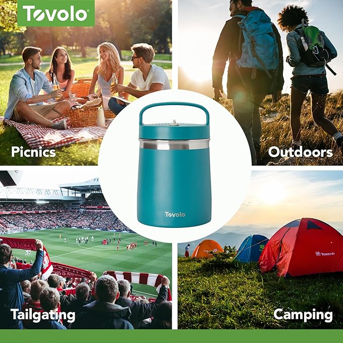 Tovolo 2 Quart Food Traveler Marine Blue - Stainless Steel Food Storage Container, Double Wall Insulated Thermos for Hot and Cold Food, Spill-Proof Travel Container, BPA-Free, Dishwasher Safe