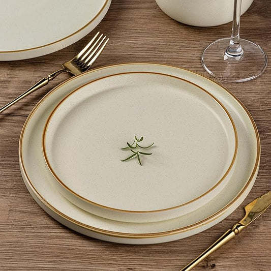 AmorArc Stoneware Dinnerware Sets for 8,Reactive Ceramic Plates and Bowls Set,Highly Chip and Crack Resistant | Dishwasher & Microwave Safe | Round Dishes Set Service for 8 (24pc)