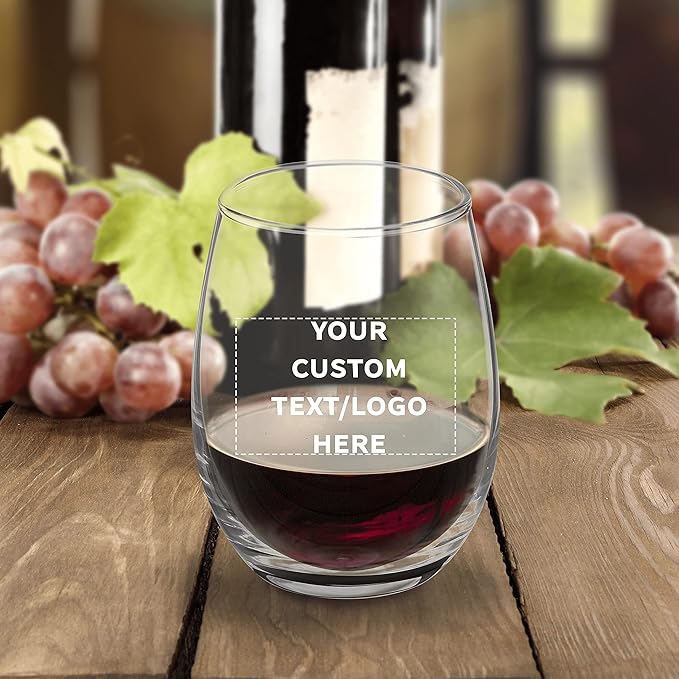 Custom Stemless Wine Glasses by ARC 5.5 oz. Set of 100, Personalized Bulk Pack - Perfect for Hotel, Bar, Restaurant or Lounge - Black