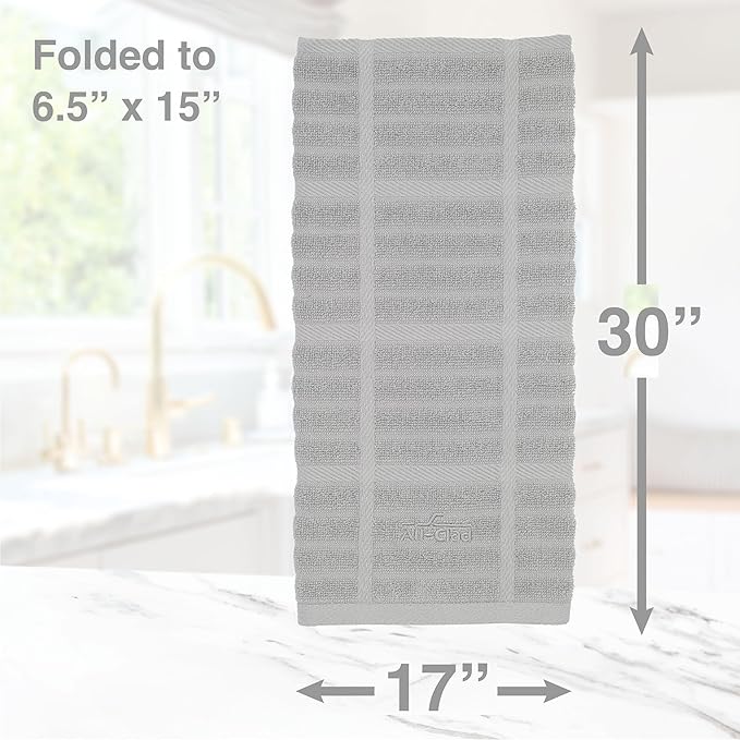 All-Clad Solid Kitchen Towel: Highly Absorbent, Super Soft Long Lasting - 100% Cotton, 17"x30" Tea Towel for Cleaning & Drying Dishes, Pans, Glassware, or Countertops, (1-Pack), Titanium Gray