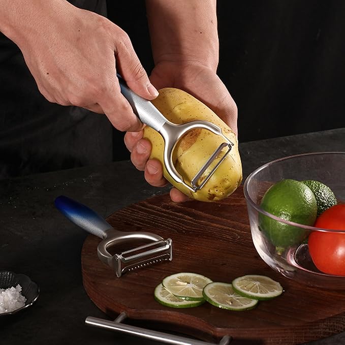Vegetable Apple Peelers for kitchen, Fruit, Carrot, Veggie, Potatoes Peeler, with Ergonomic Non-Slip Handle Sharp Blade Good Sturdy With Julienne Function, (2-in-1)