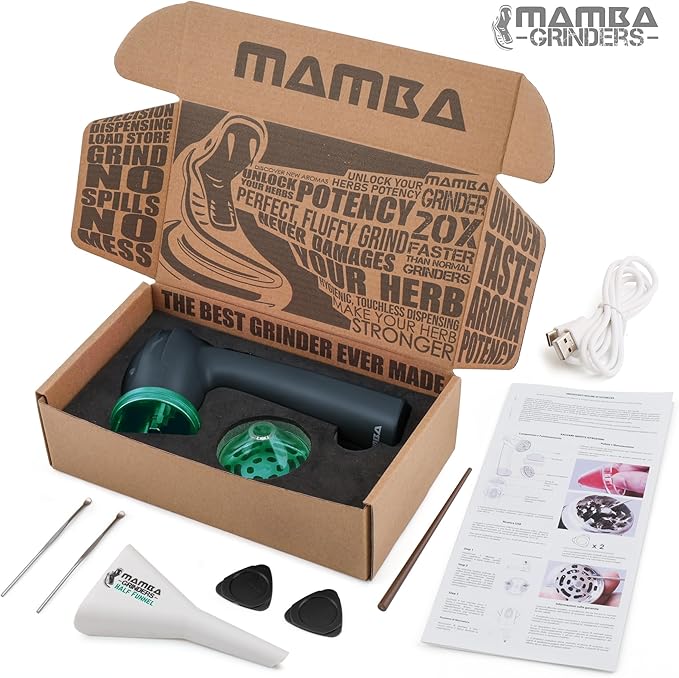 Mamba Electric Herb Grinder – USB Rechargeable Spice Grinder, 1g Portable Metal Grinder for Herbs, Quick & Easy-to-Use Spice Mill for Kitchen