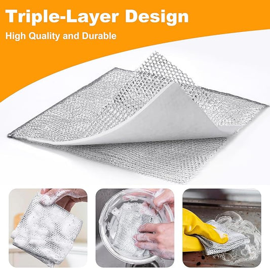 Inkhut Non Scratch Wire Dishcloth, Multipurpose Wire Dishwashing Rag for Wet and Dry, Multifunctional Dish Rags for Washing Dishes Kitchen Cleaning
