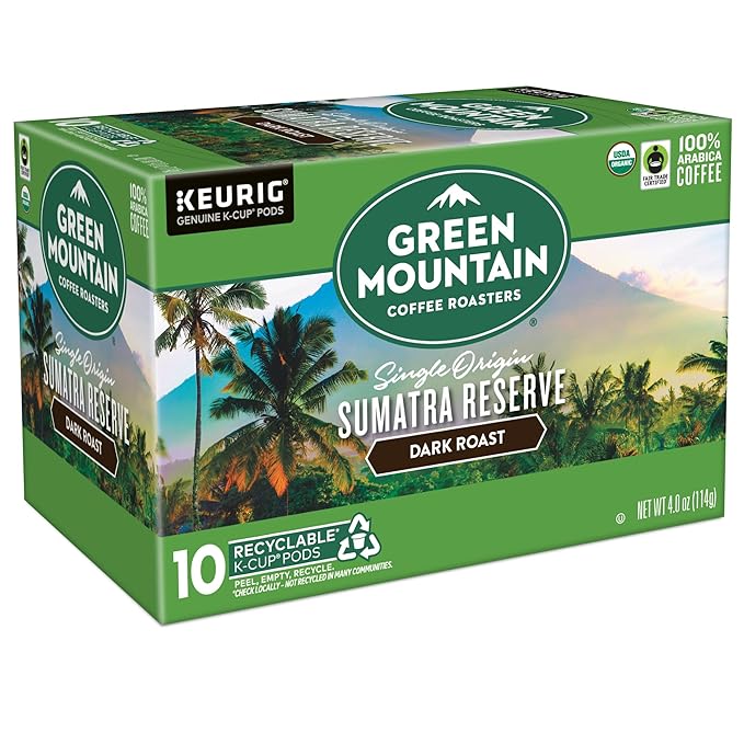 Green Mountain Coffee Roasters Sumatra Reserve, Keurig Single Serve K-Cup Pods, Dark Roast Coffee, 60 Count, (6 Packs of 10)