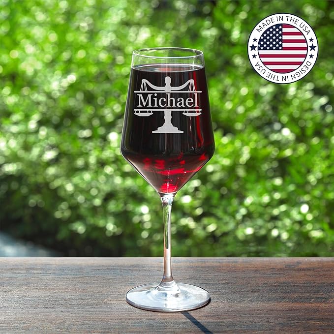 Personalized Lawyer Gifts for Women, Custom Wine Glass, Pass the Bar Exam Gifts for Female Lawyers, Office Present for Attorney, JD, Future Lawyer, Law School Graduation Gift for Women