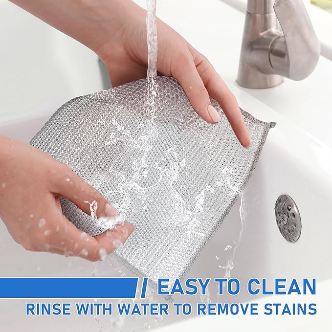 30pcs Set Non-Scratch Steel Wool Dishcloth - Multi-Use Kitchen Scrubbers, Durable Cleaning Pads for Wet & Dry Use White