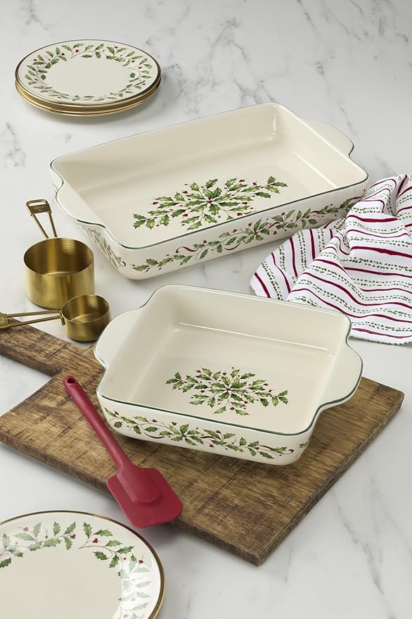 Lenox 898091 Holiday Square Baking Dish, Christmas, Festive Kitchen Decor