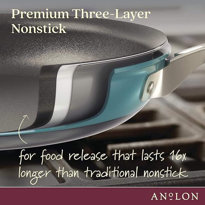 Anolon Achieve Hard Anodized Nonstick Frying Pan/Skillet, 12 Inch, Teal