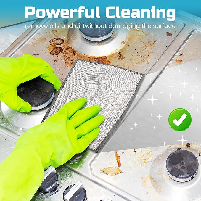 20 Pcs New Upgrade 3-Layer Metal Dish Cloth, No Scratches and No Odor, Multipurpose Wire Dishwashing Rag for Wet and Dry, Kitchen Cleaning Dish Rags,Sinks, Dishes, Stove Top, Dimensions(7.08x8.86)
