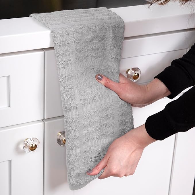 All-Clad Solid Kitchen Towel: Highly Absorbent, Super Soft Long Lasting - 100% Cotton, 17"x30" Tea Towel for Cleaning & Drying Dishes, Pans, Glassware, or Countertops, (1-Pack), Titanium Gray
