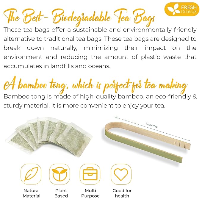 FreshDrinkUS, Premium 120 Barley Tea Bags, 100% Natural & Pure from Barley. Herbal Tea. Made with Natural Material Tea Bags. No Sugar, No Caffeine, No Gluten, Vegan.