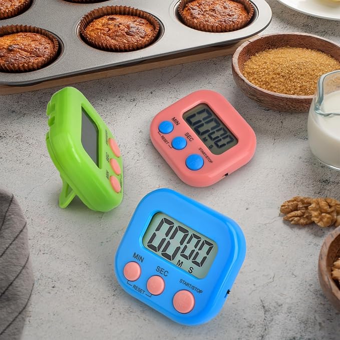 6 Pack Digital Kitchen Timer Multi-Function Electronic Timer Magnetic Digital Timer Countdown Timers Kitchen Electronic Timers for Cooking Game Gym Break Time Classroom